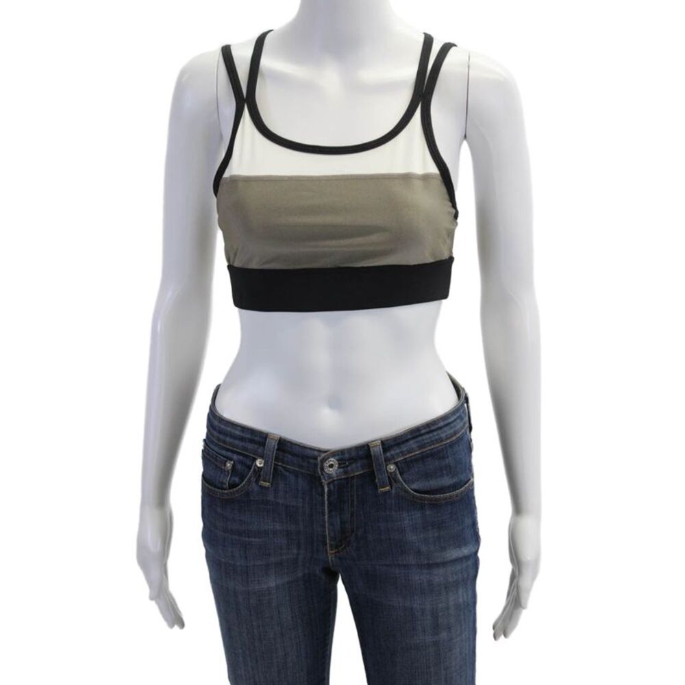 ALALA Womens Color Block Double Strap Detail Sports Bra Black Size M